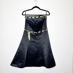 Vintage Jessica McClintock Gunne Sax Strapless Dress Women's Black Green 11/12